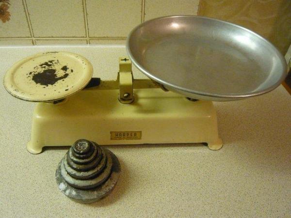 Image 1 of Scales - vintage Harper balance scales with weights