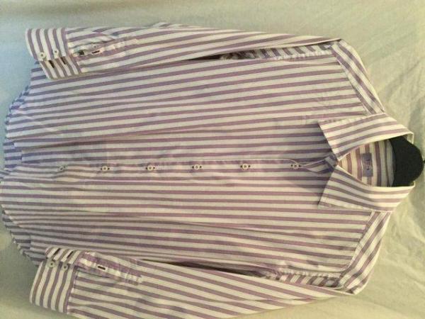 Image 2 of Allea purple/ white candy stripe dress shirt