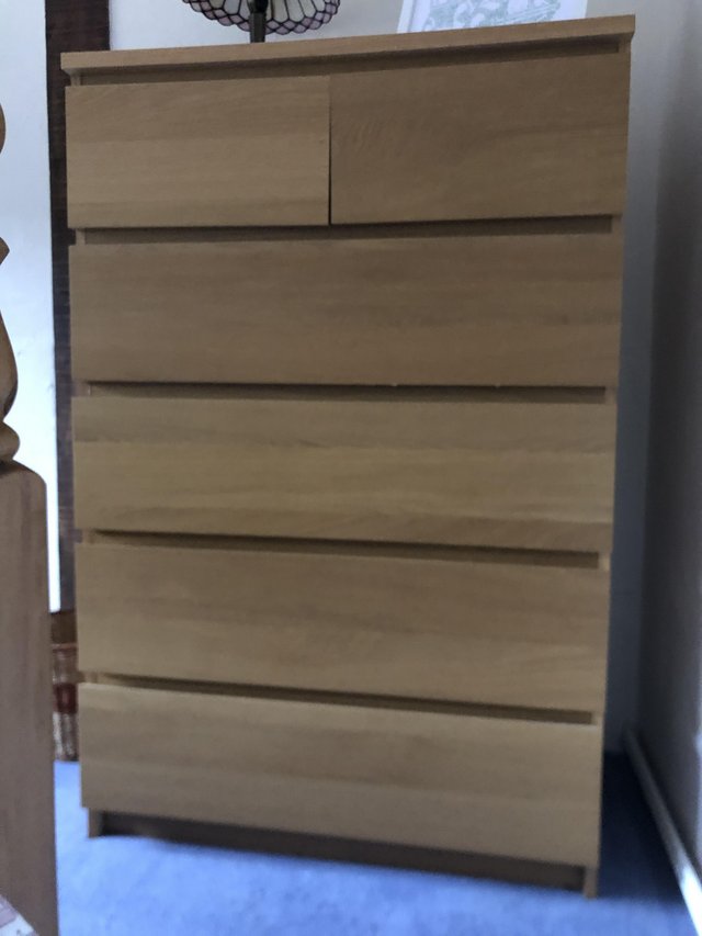 Preview of the first image of IKEA Malm chest of drawers Oak Veneer.