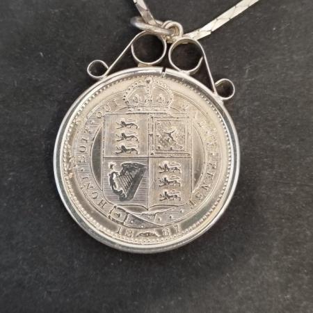 Image 2 of Sterling Silver Antique coin pendant