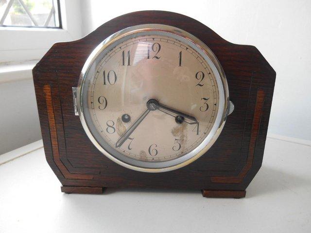 Preview of the first image of Art Deco striking clock made by Coronet.