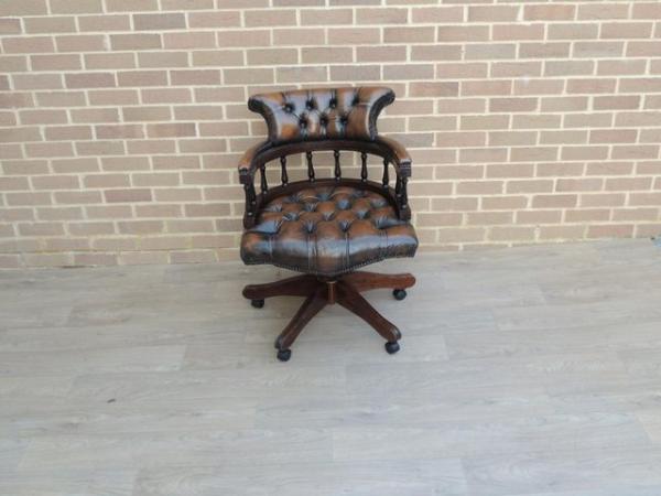 Image 2 of Golden Brown Chesterfield Captains Chair (UK Delivery)