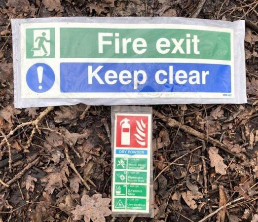 Image 1 of BNIB SAFETY SIGN NITE GLO FIRE EXIT KEEP CLEAR EMERGENCY