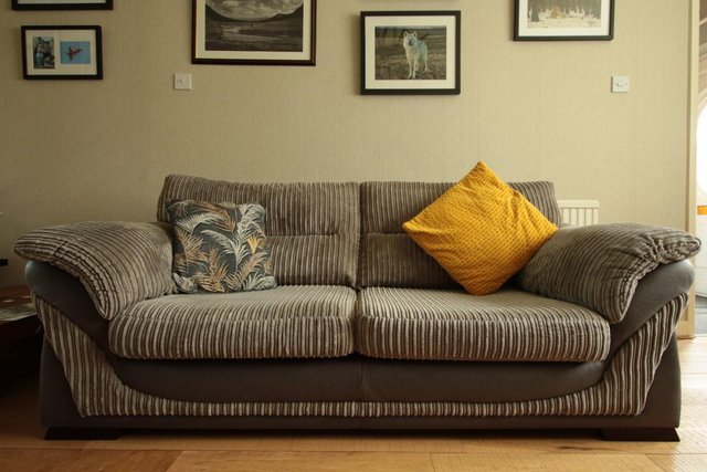 Image 1 of DFS 3 seater sofa in charcoal grey with 2 x chairs