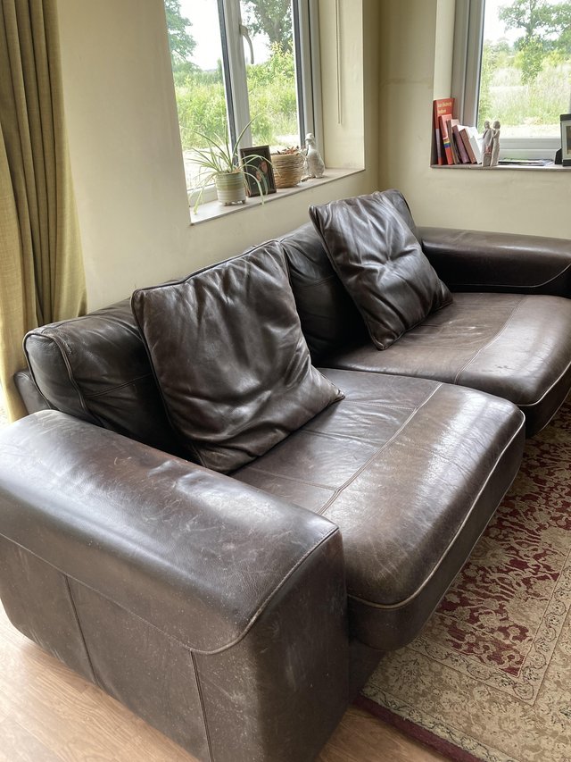 Preview of the first image of Large leather sofa - FREE.
