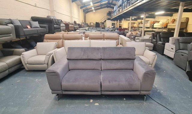 Image 7 of New Sienna grey fabric electric recliner 3 seater sofa