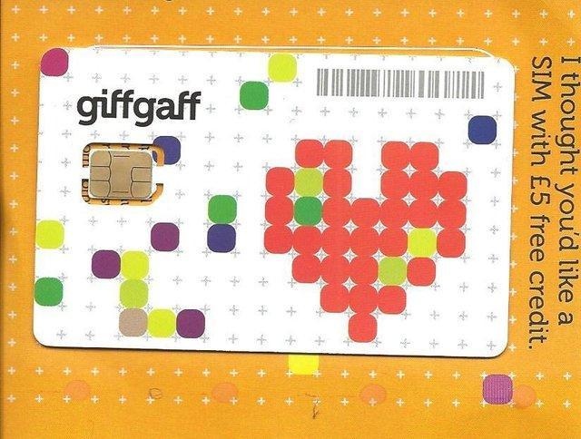 Preview of the first image of Free sim card with free £5 credit Giffgaff O2.