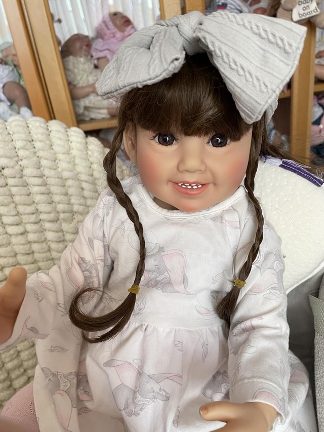 Preview of the first image of Beautiful smiling baby reborn toddler doll girl Karen Full b.
