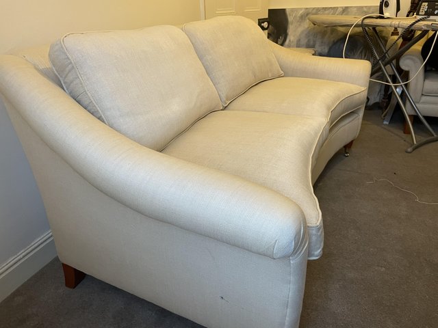 Preview of the first image of Laura Ashley linen cream sofa for sale.
