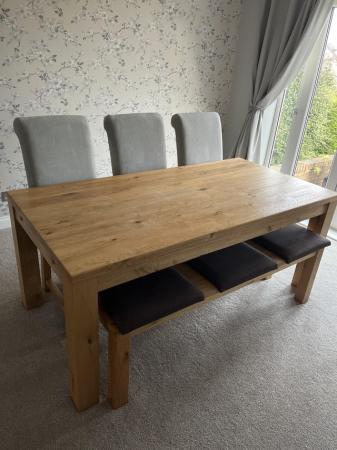 Image 1 of Barker and Stonehouse dining table with chairs and bench