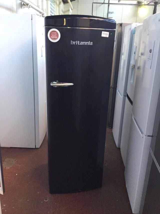 Preview of the first image of BRITANNIA BREEZE TALL RETRO BLACK FRIDGE WITH ICE-BOX-NEW!!.