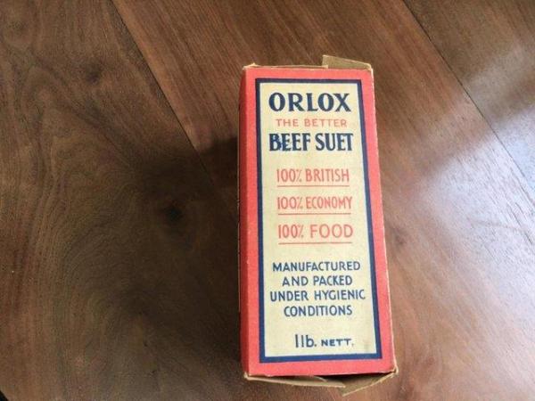 Image 2 of 1920’s antique original, pictorial card, Orlox Beef Suet box
