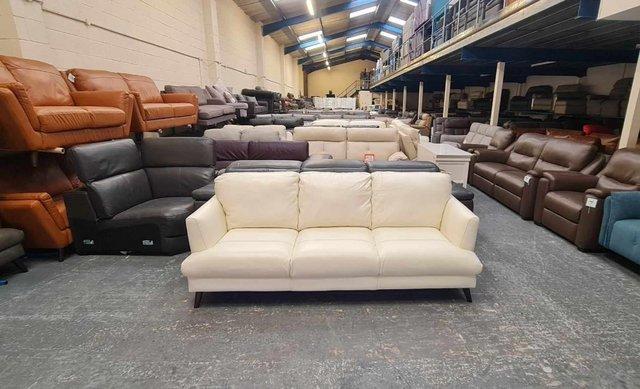 Image 3 of Ex-display Angelo light cream leather 3 seater sofa