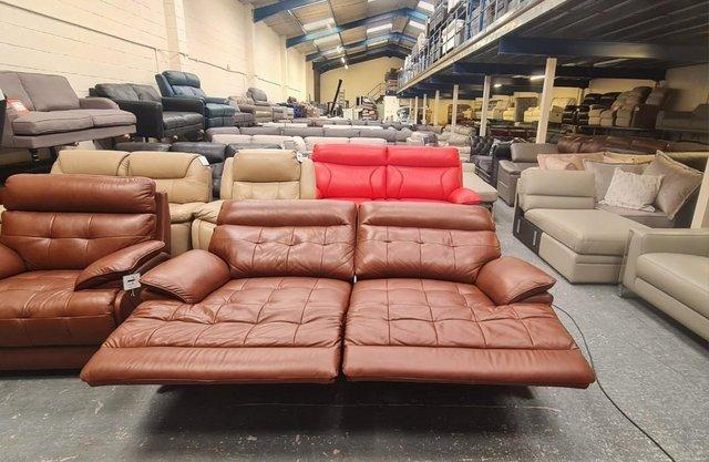 Image 4 of La-z-boy Knoxville brown leather 3 seater sofa and armchair