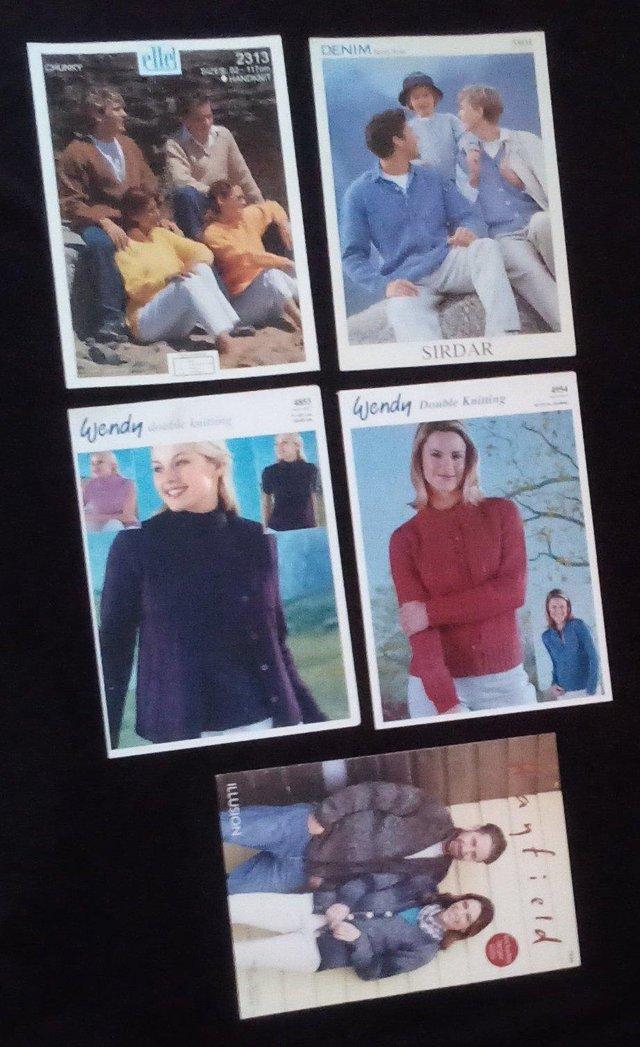 Preview of the first image of Five Ladies and Gents Knitting Patterns £2 each All 5 £8.