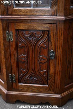 Image 50 of OLD CHARM LIGHT OAK CANTED DISPLAY CABINET CUPBOARD DRESSER