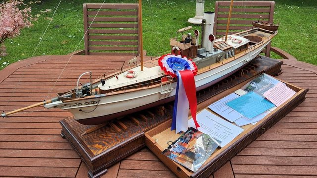 Preview of the first image of Model boat live steam,45 inch museum quality steam yacht.
