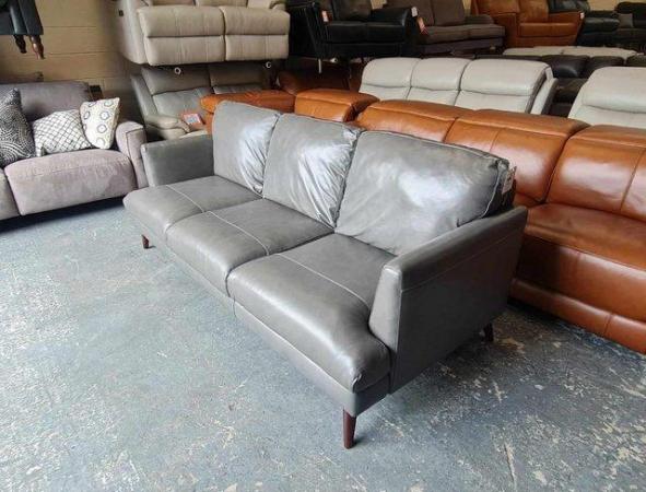 Image 8 of Ex-display Angelo grey leather 3 seater sofa