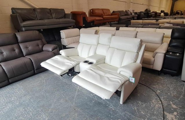 Image 10 of La-z-boy Empire white leather power Recliner Sofa
