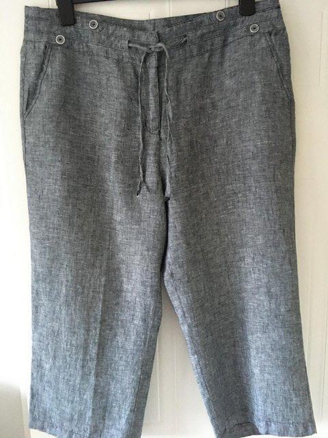 Preview of the first image of Ladies Linen Grey Cropped Trouser.
