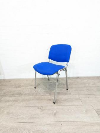 Image 2 of Stacking Multi Purpose Conference Chair, Chrome Legs, Blue F
