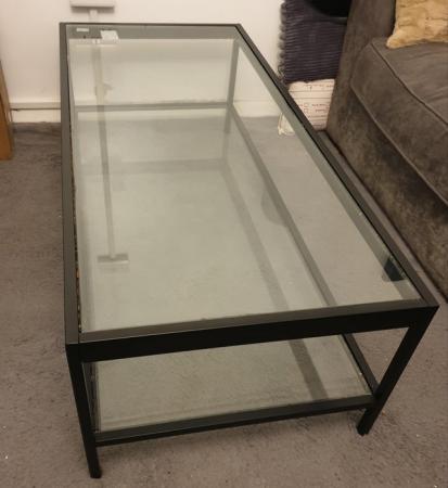 Image 3 of Large sturdy glass coffee table with metal frame