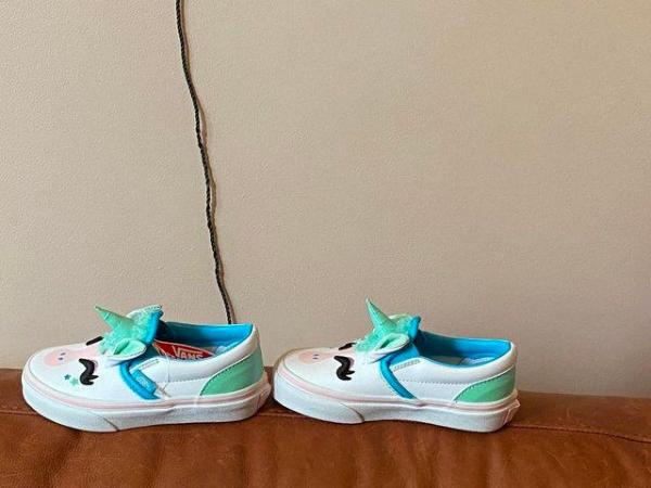 Image 2 of VANS custom-made kids unicorn shoes. NEVER WORN. Size 10UK