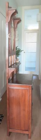 Image 3 of Solid Teak Wood Hallway Cabinet With Tiles & Textured Glass