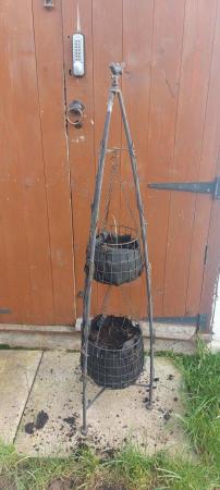 Image 2 of Unusual hanging basket plant stand holds 2