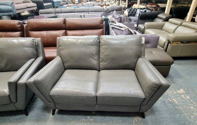 Image 10 of Ex-display Fellini grey leather 3+2 seater sofas