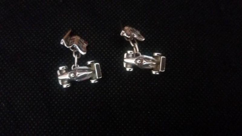 Image 2 of Motor Racing white metal cufflinks in gift box