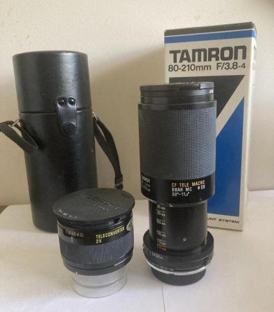 Image 1 of Tamron 80-210 Telephoto Zoom with 2x Teleconverter + extras