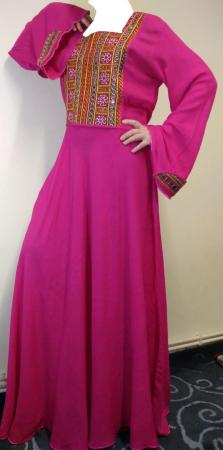 Image 1 of Pink Cotton Long Maxi Party Dress with shawl