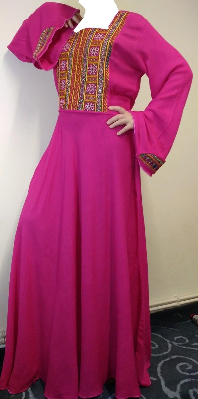 Preview of the first image of Pink Cotton Long Maxi Party Dress with shawl.