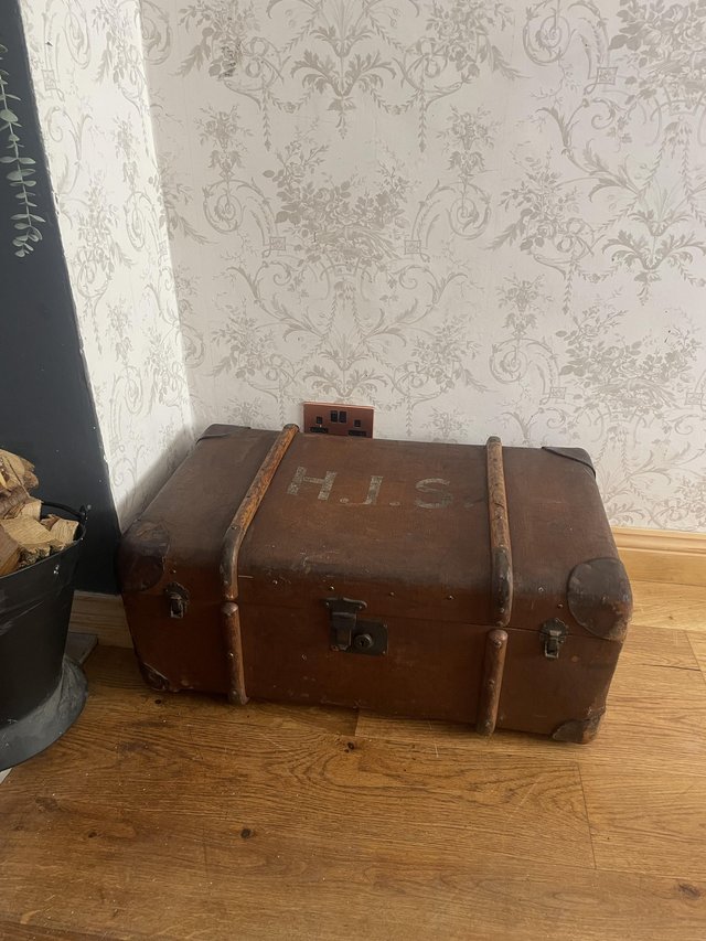 Preview of the first image of H J S vintage trunk storage case suitcase In wonderful condi.