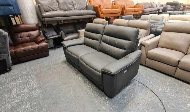 Image 6 of Carter grey leather electric recliner 3 seater sofa