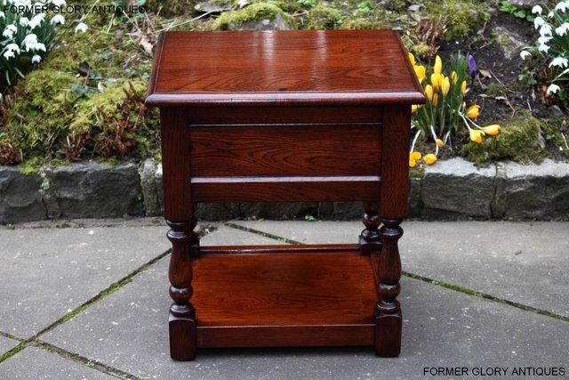 Image 15 of AN OLD CHARM TUDOR BROWN CARVED OAK BEDSIDE PHONE LAMP TABLE