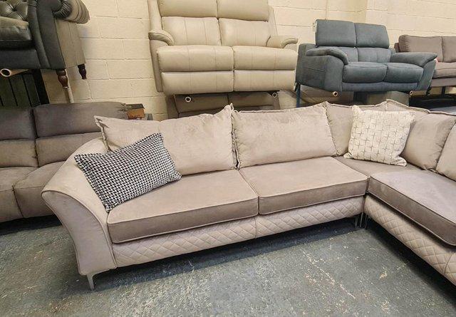 Image 12 of Ex-display Shimmer light grey velvet fabric corner sofa