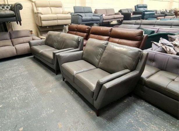 Image 4 of Ex-display Fellini grey leather 3+2 seater sofas