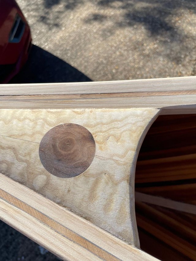 Preview of the first image of 14FT Cedar Strip Canoe and trolley.