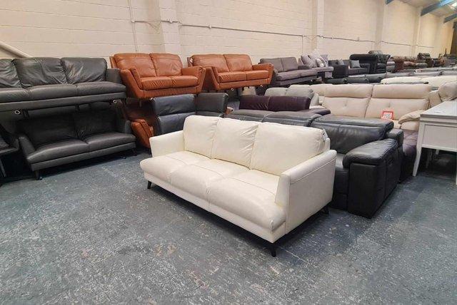 Image 5 of Ex-display Angelo light cream leather 3 seater sofa