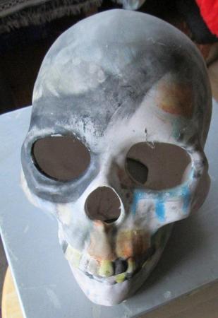 Image 1 of Clay Skull - Lifesize - Decorated.
