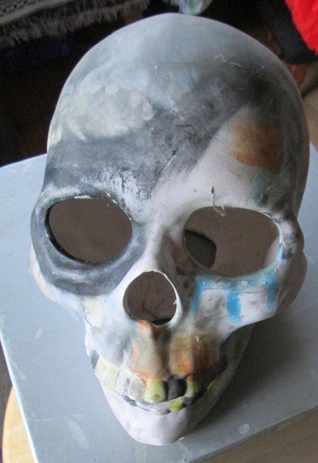 Preview of the first image of Clay Skull - Lifesize - Decorated..