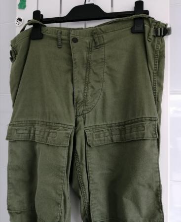 Image 3 of Ex-Forces Green Cargo Trousers.  Waist 30" to 36".
