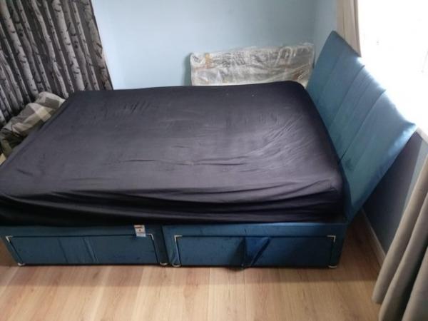 Image 3 of Blue velvet storage bed