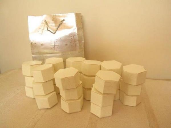 Image 1 of 27 Hexagon Brand New Wedding favour boxes with storage bag