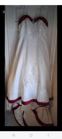 Image 1 of Wedding Dress with Red Detail