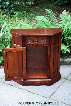 Image 74 of OLD CHARM TUDOR OAK CANTED HALL TABLE CABINET CUPBOARD STAND