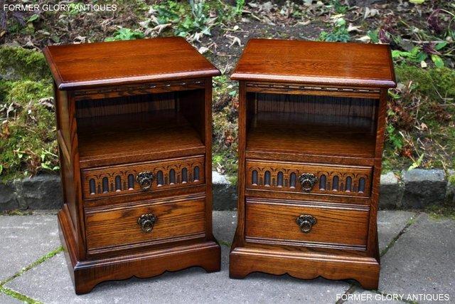 Image 114 of A PAIR OF OLD CHARM LIGHT OAK BEDSIDE CABINETS LAMP TABLES