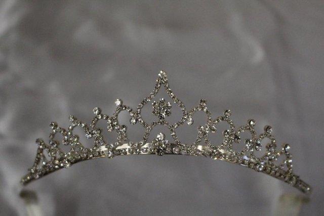 Preview of the first image of Silver plated rhinestone tiara.
